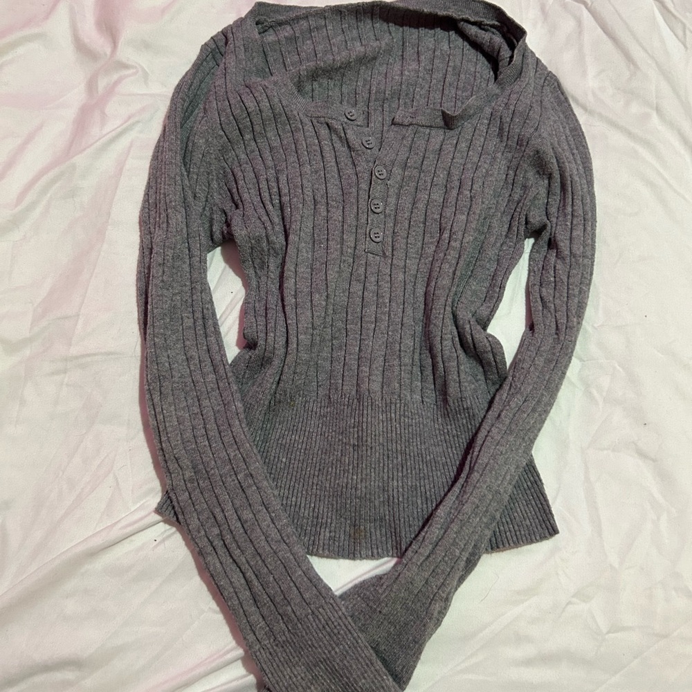 Gray Ribbed Women's Sweater